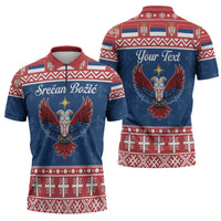 Personalized Serbia Christmas Eagle Zipper Polo Shirt Srecan Bozic Tee - Wonder Print Shop