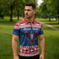 Personalized Serbia Christmas Eagle Zipper Polo Shirt Srecan Bozic Tee - Wonder Print Shop