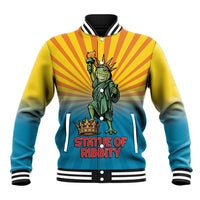 Lady Liberty Portland Frog Baseball Jacket Frog Protest No Kings In America - Wonder Print Shop