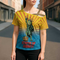 Lady Liberty Portland Frog Cross Shoulder Shirt Frog Protest No Kings In America - Wonder Print Shop