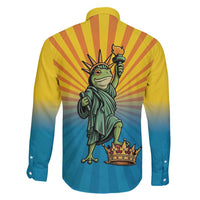 Lady Liberty Portland Frog Family Matching Long Sleeve Bodycon Dress and Hawaiian Shirt Frog Protest No Kings In America - Wonder Print Shop