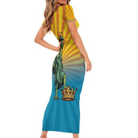 Lady Liberty Portland Frog Family Matching Short Sleeve Bodycon Dress and Hawaiian Shirt Frog Protest No Kings In America - Wonder Print Shop