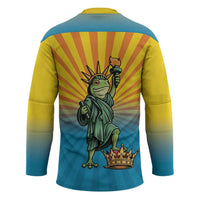 Lady Liberty Portland Frog Hockey Jersey Frog Protest No Kings In America - Wonder Print Shop