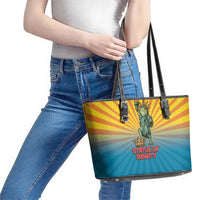 Lady Liberty Portland Frog Leather Tote Bag Frog Protest No Kings In America - Wonder Print Shop