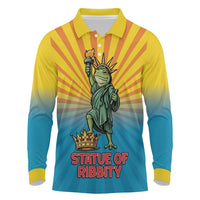 Lady Liberty Portland Frog Long Sleeve Polo Shirt Frog Protest No Kings In America - Wonder Print Shop