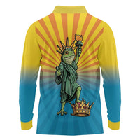 Lady Liberty Portland Frog Long Sleeve Polo Shirt Frog Protest No Kings In America - Wonder Print Shop
