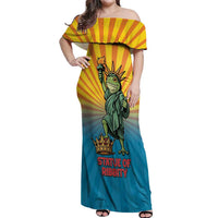 Lady Liberty Portland Frog Off Shoulder Maxi Dress Frog Protest No Kings In America - Wonder Print Shop