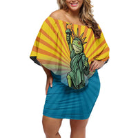 Lady Liberty Portland Frog Off Shoulder Short Dress Frog Protest No Kings In America - Wonder Print Shop
