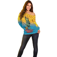 Lady Liberty Portland Frog Off Shoulder Sweater Frog Protest No Kings In America - Wonder Print Shop