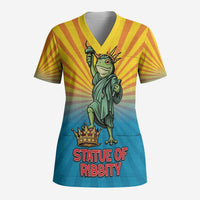 Lady Liberty Portland Frog Scrub Top Frog Protest No Kings In America - Wonder Print Shop