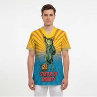 Lady Liberty Portland Frog Scrub Top Frog Protest No Kings In America - Wonder Print Shop