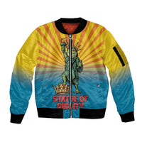 Lady Liberty Portland Frog Sleeve Zip Bomber Jacket Frog Protest No Kings In America - Wonder Print Shop