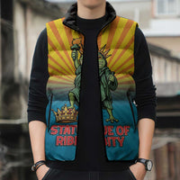 Lady Liberty Portland Frog Sleeveless Puffer Jacket Frog Protest No Kings In America - Wonder Print Shop