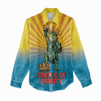 Lady Liberty Portland Frog Women Casual Shirt Frog Protest No Kings In America - Wonder Print Shop