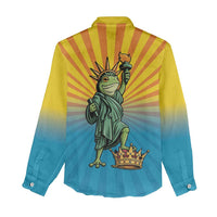 Lady Liberty Portland Frog Women Casual Shirt Frog Protest No Kings In America - Wonder Print Shop