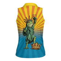 Lady Liberty Portland Frog Women Sleeveless Polo Shirt Frog Protest No Kings In America - Wonder Print Shop