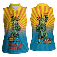 Lady Liberty Portland Frog Women Sleeveless Polo Shirt Frog Protest No Kings In America - Wonder Print Shop