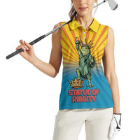 Lady Liberty Portland Frog Women Sleeveless Polo Shirt Frog Protest No Kings In America - Wonder Print Shop