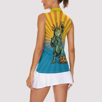 Lady Liberty Portland Frog Women Sleeveless Polo Shirt Frog Protest No Kings In America - Wonder Print Shop