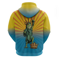 Lady Liberty Portland Frog Zip Hoodie Frog Protest No Kings In America - Wonder Print Shop