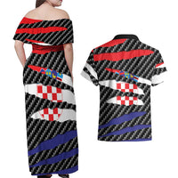 Croatia Beast Couples Matching Off Shoulder Maxi Dress and Hawaiian Shirt Ripped Flag Graphic - Wonder Print Shop