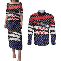 Croatia Beast Couples Matching Puletasi and Long Sleeve Button Shirt Ripped Flag Graphic - Wonder Print Shop