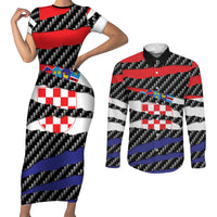 Croatia Beast Couples Matching Short Sleeve Bodycon Dress and Long Sleeve Button Shirt Ripped Flag Graphic - Wonder Print Shop