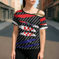 Croatia Beast Cross Shoulder Shirt Ripped Flag Graphic - Wonder Print Shop