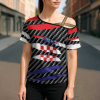 Croatia Beast Cross Shoulder Shirt Ripped Flag Graphic - Wonder Print Shop