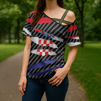 Croatia Beast Cross Shoulder Shirt Ripped Flag Graphic - Wonder Print Shop