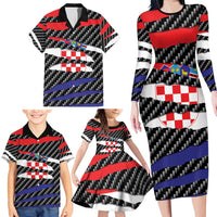 Croatia Beast Family Matching Long Sleeve Bodycon Dress and Hawaiian Shirt Ripped Flag Graphic - Wonder Print Shop