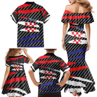 Croatia Beast Family Matching Mermaid Dress and Hawaiian Shirt Ripped Flag Graphic - Wonder Print Shop