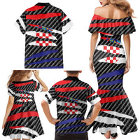 Croatia Beast Family Matching Mermaid Dress and Hawaiian Shirt Ripped Flag Graphic - Wonder Print Shop