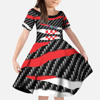 Croatia Beast Family Matching Off The Shoulder Long Sleeve Dress and Hawaiian Shirt Ripped Flag Graphic - Wonder Print Shop