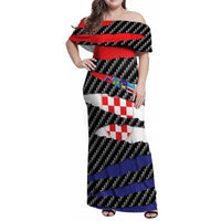 Croatia Beast Family Matching Off Shoulder Maxi Dress and Hawaiian Shirt Ripped Flag Graphic - Wonder Print Shop