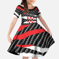 Croatia Beast Family Matching Off Shoulder Short Dress and Hawaiian Shirt Ripped Flag Graphic - Wonder Print Shop
