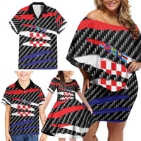 Croatia Beast Family Matching Off Shoulder Short Dress and Hawaiian Shirt Ripped Flag Graphic - Wonder Print Shop