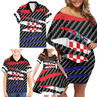 Croatia Beast Family Matching Off Shoulder Short Dress and Hawaiian Shirt Ripped Flag Graphic - Wonder Print Shop