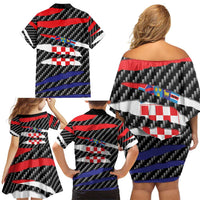 Croatia Beast Family Matching Off Shoulder Short Dress and Hawaiian Shirt Ripped Flag Graphic - Wonder Print Shop