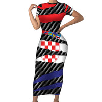 Croatia Beast Family Matching Short Sleeve Bodycon Dress and Hawaiian Shirt Ripped Flag Graphic - Wonder Print Shop