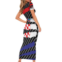 Croatia Beast Family Matching Short Sleeve Bodycon Dress and Hawaiian Shirt Ripped Flag Graphic - Wonder Print Shop