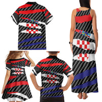 Croatia Beast Family Matching Tank Maxi Dress and Hawaiian Shirt Ripped Flag Graphic - Wonder Print Shop