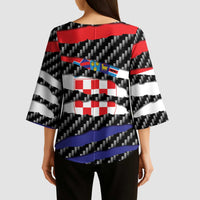 Croatia Beast Kimono Sleeve Blouse Ripped Flag Graphic - Wonder Print Shop