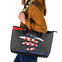 Croatia Beast Leather Tote Bag Ripped Flag Graphic - Wonder Print Shop