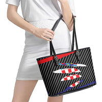 Croatia Beast Leather Tote Bag Ripped Flag Graphic - Wonder Print Shop
