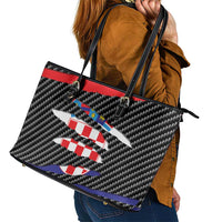 Croatia Beast Leather Tote Bag Ripped Flag Graphic - Wonder Print Shop