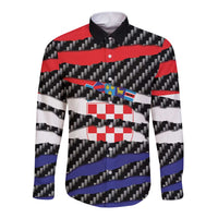 Croatia Beast Long Sleeve Button Shirt Ripped Flag Graphic - Wonder Print Shop