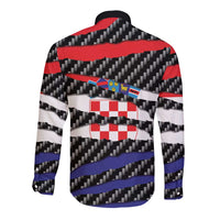 Croatia Beast Long Sleeve Button Shirt Ripped Flag Graphic - Wonder Print Shop