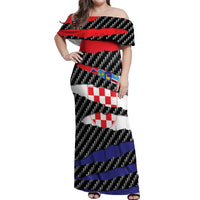 Croatia Beast Off Shoulder Maxi Dress Ripped Flag Graphic - Wonder Print Shop