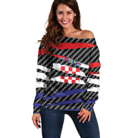 Croatia Beast Off Shoulder Sweater Ripped Flag Graphic - Wonder Print Shop